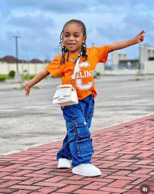 Girl's Jeans Set with Orange T-shirt