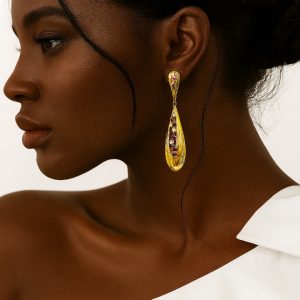 Beautifully Stoned Gold Earrings