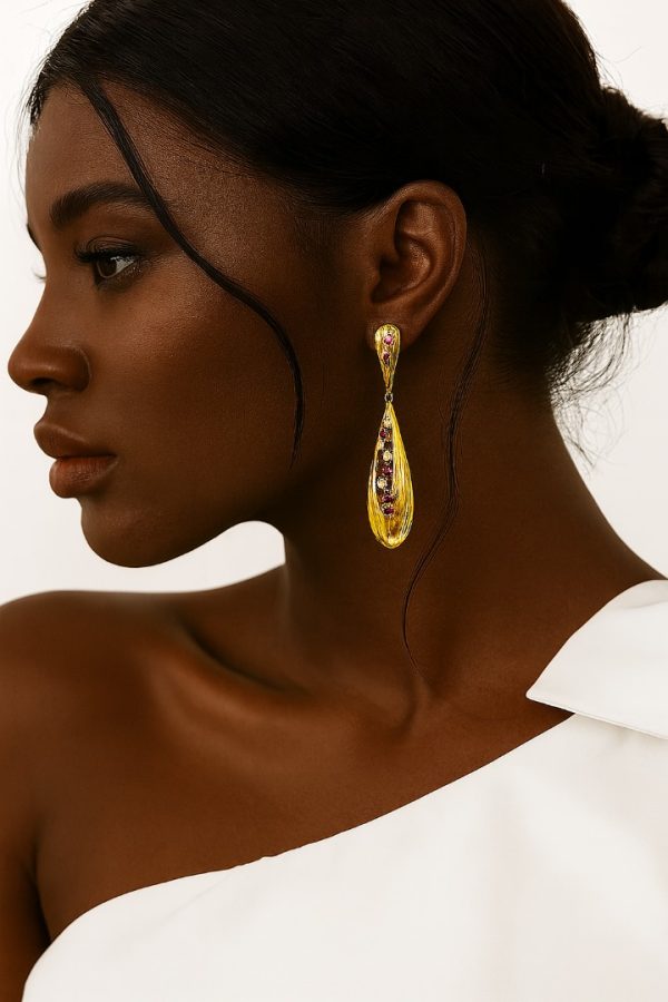 Beautifully Stoned Gold Earrings