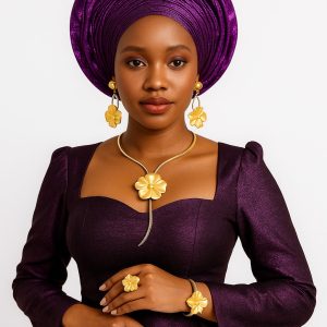 Elegant Non- Tarnish Gold Flower Designed Set