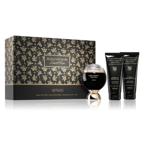 Afnan Souvenir Souvenir Desert Rose EDP 100ml 3 Piece Gift Set For Women