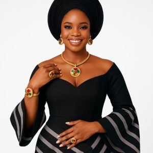 Gold Stoned Jewelry Set
