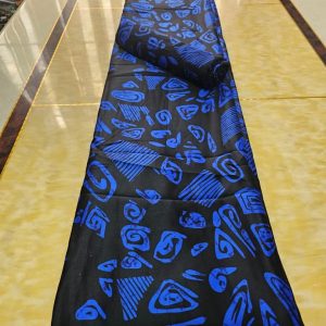 Silk and Chiffon Fabric- Green/Black