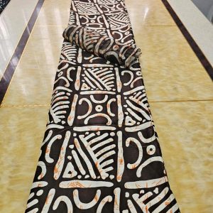 Silk and Chiffon Fabric- Orange/Cream