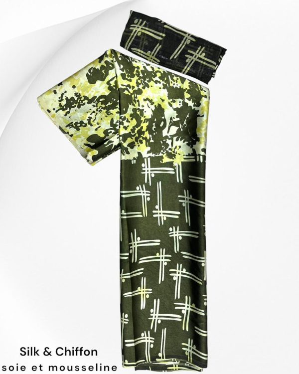 Silk and Chiffon Fabric- Green
