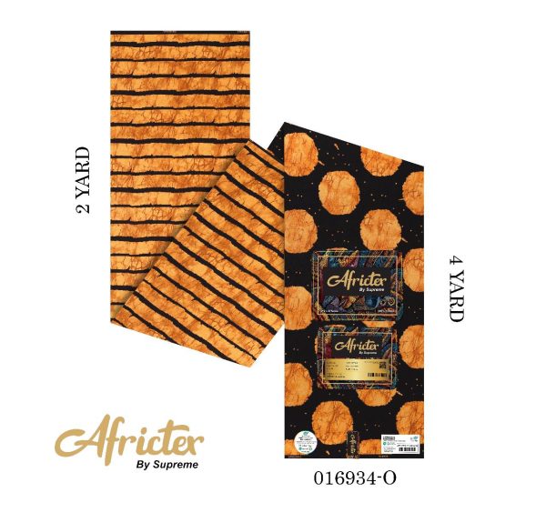 Africtex Ankara Fabric- Orange/ Black