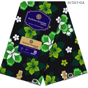Sunflower Embellish Pretty Flowery Designed Ankara- Green