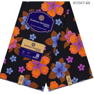 Sunflower Embellish Pretty Flowery Designed Ankara- Black
