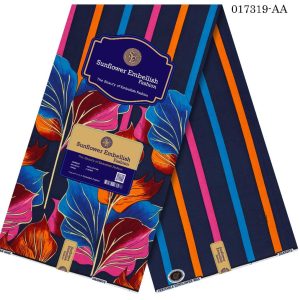 Sunflower Embellish Pretty Flowery Designed Ankara- Blue