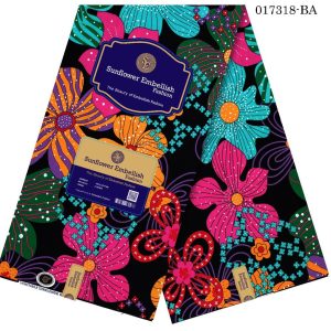 Sunflower Embellish Pretty Flowery Designed Ankara- Multi colour