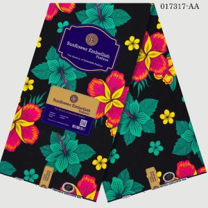 Sunflower Embellish Pretty Flowery Designed Ankara- Multi colour