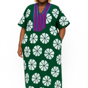 The Zainab Green Ankara Free Dress