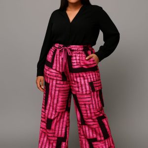 Ankara Cargo Pants- Pink/Black