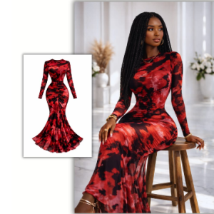 Colorful Long Sleeved Mesh Dress