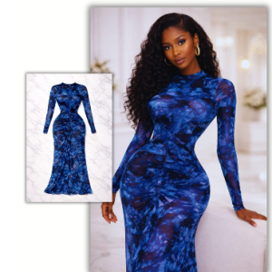 Colorful Mesh Long Sleeved Dress