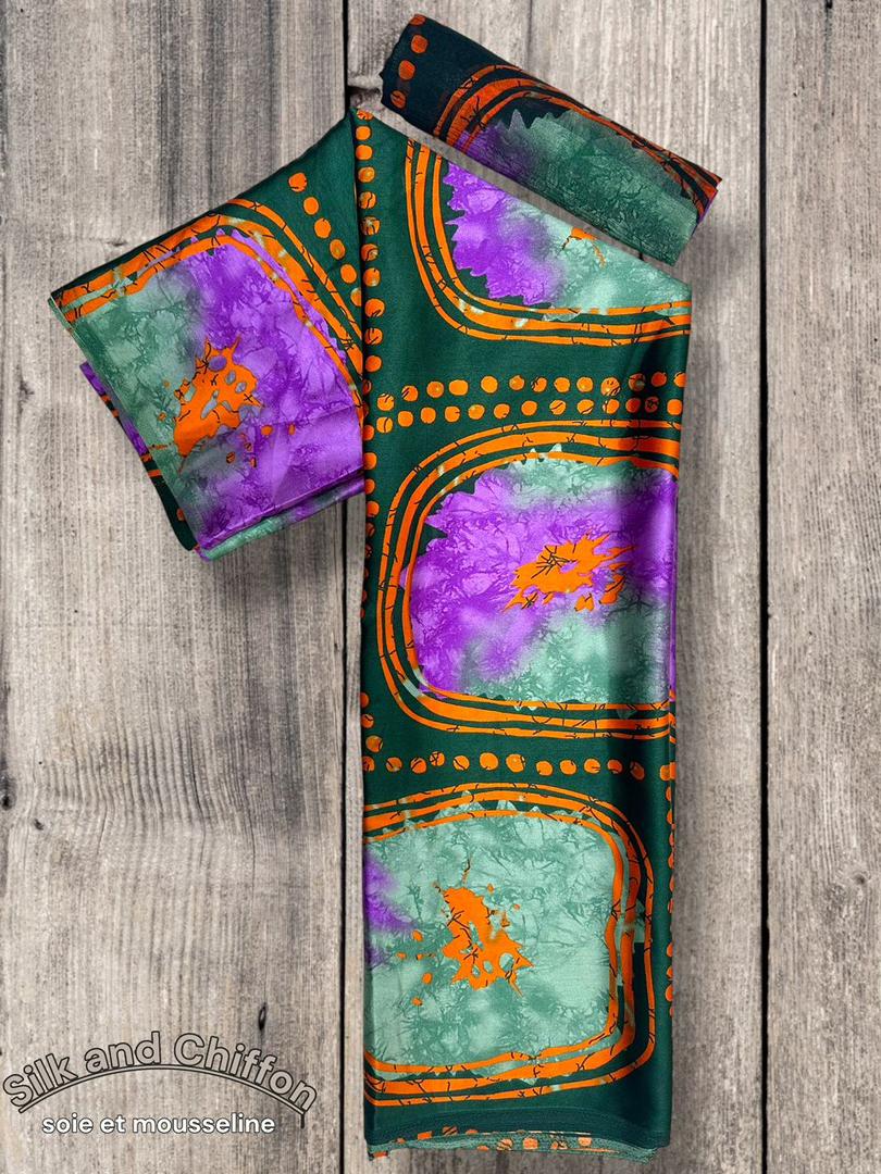 Silk and Chiffon Fabric- Green