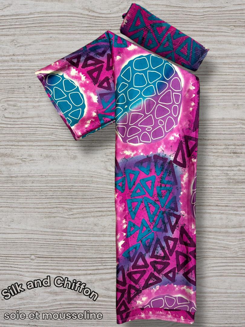 Silk and Chiffon Fabric- Pink
