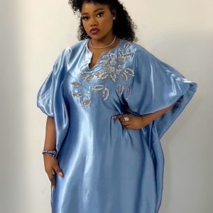 Blue Sophisticated Silk Dress