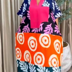 The Chizzy Pink Ankara and Aso Oke Bubu Dress