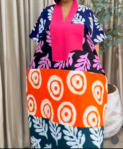 The Chizzy Pink Ankara and Aso Oke Bubu Dress