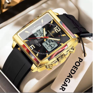 LUXURY GOLD RIMMED POEDAGAR DOUBLE TIMEPIECE