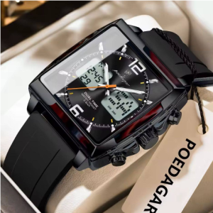 LUXURY BLACK RIMMED POEDAGAR DOUBLE TIMEPIECE