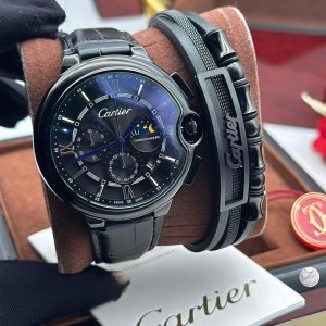 Premium Skeletal Face Chronograph Luxury Cartier Leather Strap Watch