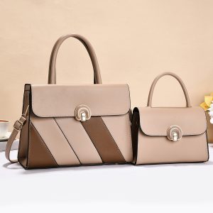 Stylish Leather 2 in 1 Handbag for Ladies - Nude