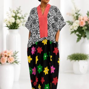 Mixed Fabric Ankara and Aso oke Long Bubu Dress