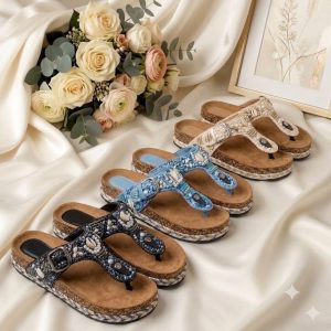 Women's Premium Beaded Birkenstock Flat Slippers