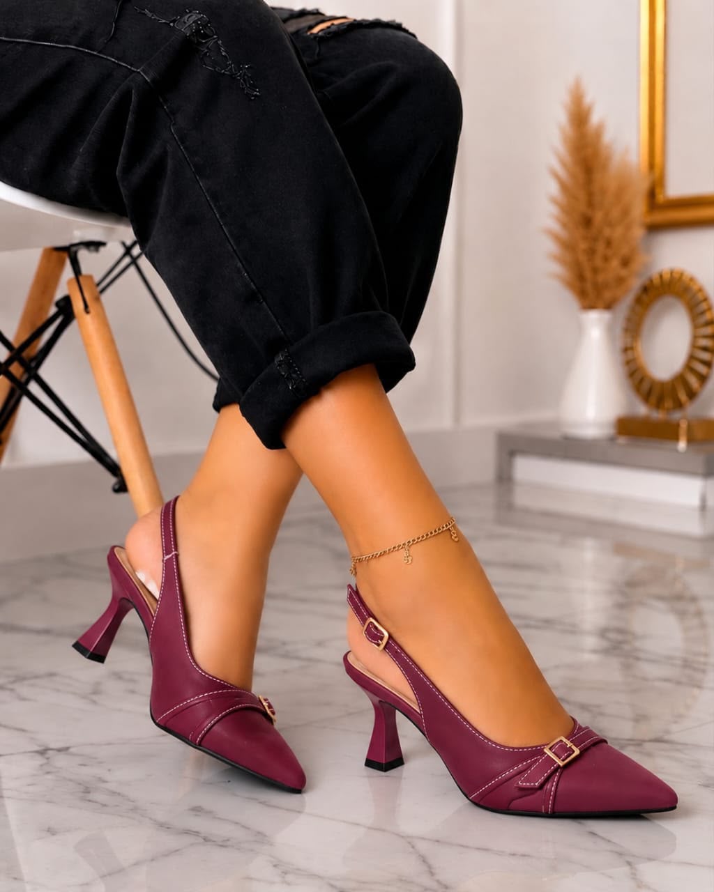 Women's Slingback Stiletto Heels – Elegant Covered Pointed-Toe Dress Shoes - Image 3