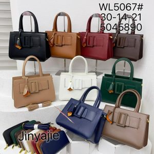 Women's Leather Handbag with Centre Belt Buckle Detail With Purse