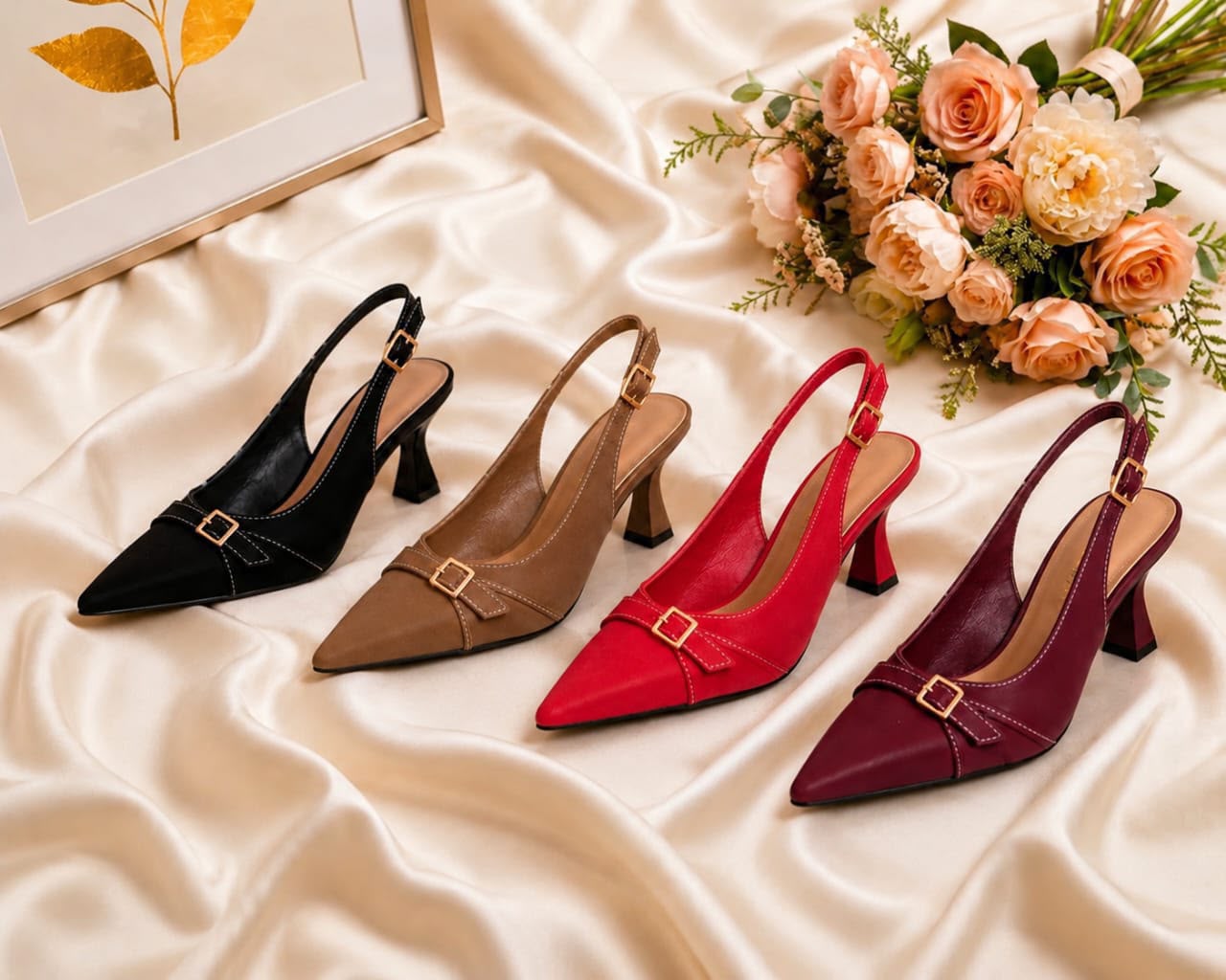 Women's Slingback Stiletto Heels – Elegant Covered Pointed-Toe Dress Shoes