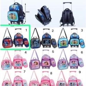 Children's Character Trolley Bag Set – Rolling Backpack, Lunch Bag & Pencil Case