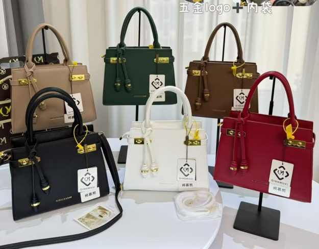 Women’s Structured Leather Handbag with Lock Detail