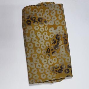 Yellow Ring Patterned Adire Crepe Fabric