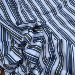 Premium Blue and Brown Stripe Cotton Fabric by the Yard