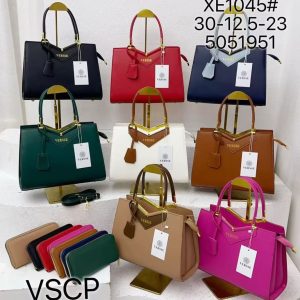Women's V-Inscribed Leather Structured Bag