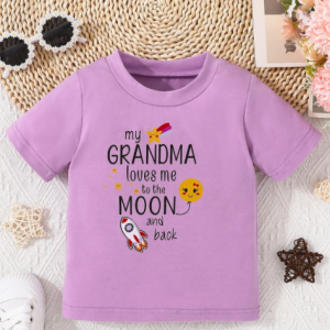 Baby And Toddler Unisex My Grandma Loves Me To the Moon Single Tee-Shirt